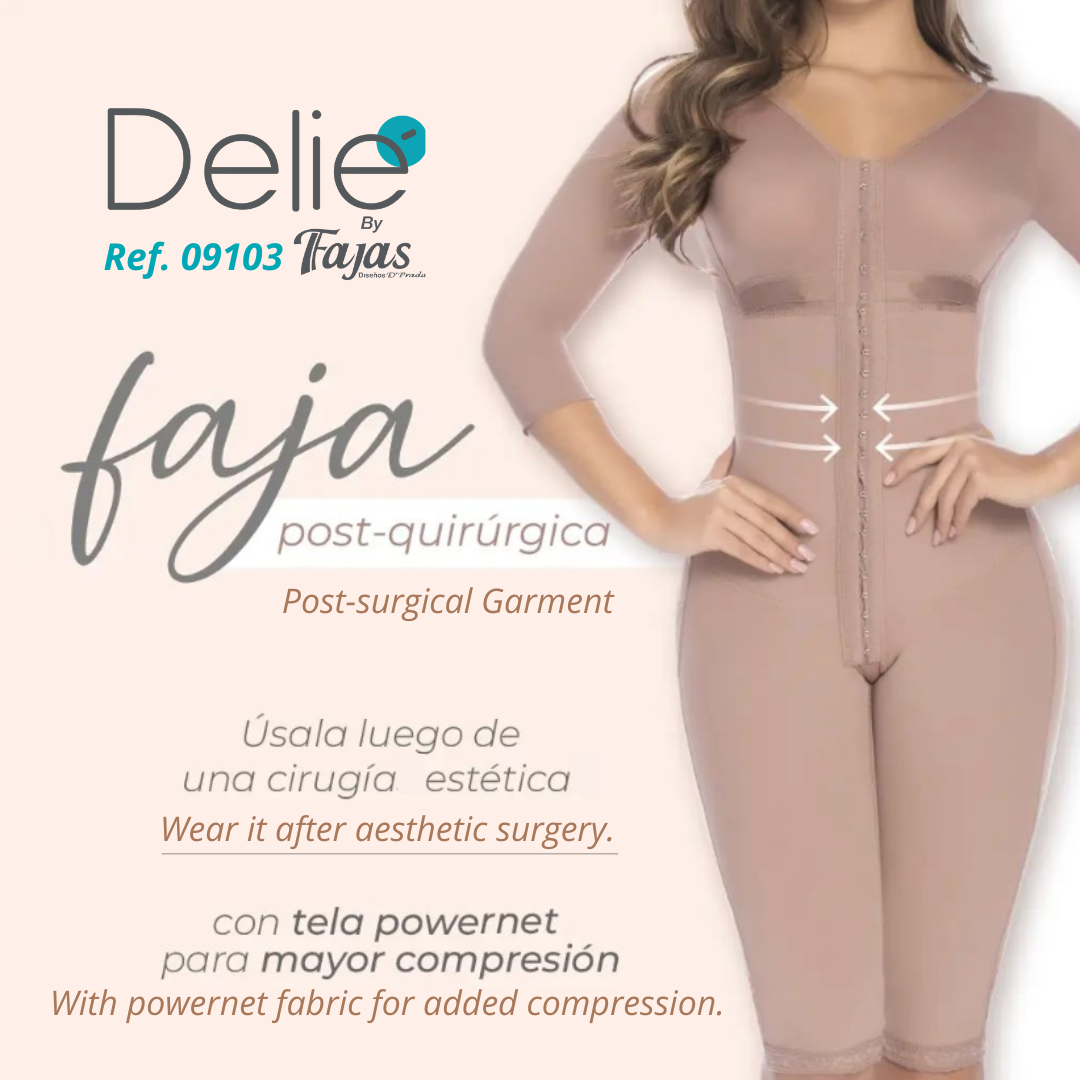 DELIE Fajas Colombianas Moldeadoras Shapewear Bodysuit, High Compression Shapewear Tummy Control 09103