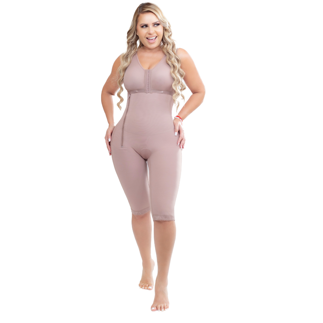 Delie Body Girdle-Breast Abdomen Zipper Knee Cocoa 09395