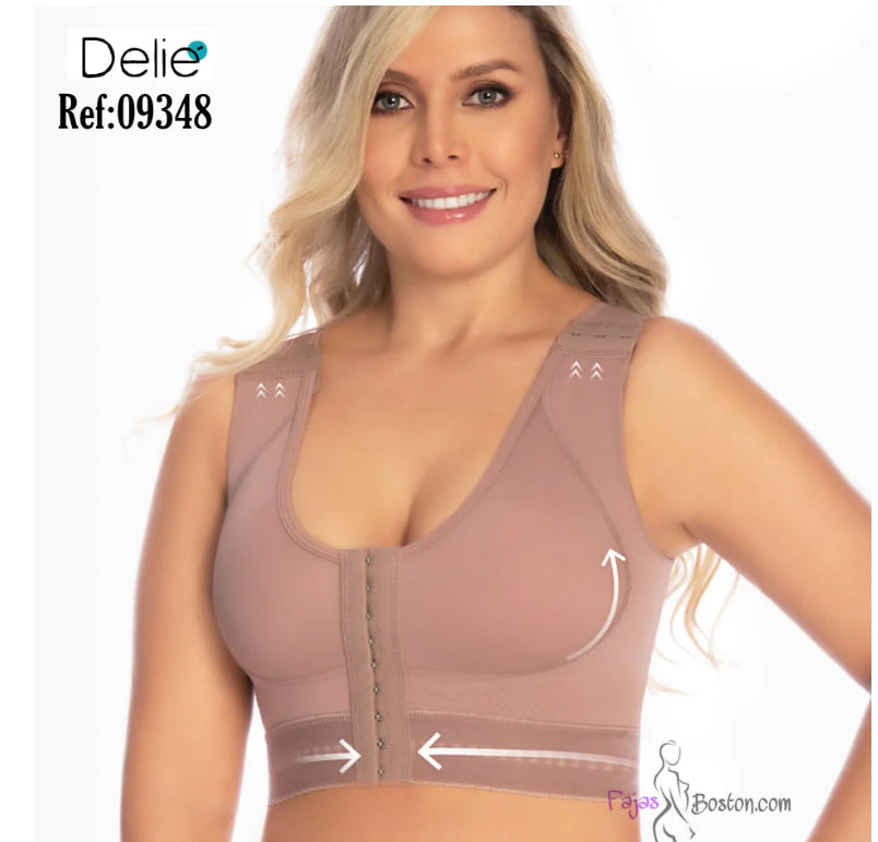 Cancer- DELIE Bras for Women 09348 Compression Bra without Sleeves, Tummy Control Bra, Post Surgery Support, Hook Closure